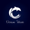 Dolphin waves resort logo silver