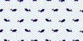 Dolphin and whale seamless vector pattern. Cartoon style blue striped fish simple background. Royalty Free Stock Photo