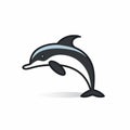 Witty Dolphin Icon: Playful Animation In Dark Cyan And Black Royalty Free Stock Photo
