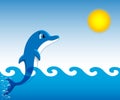 Dolphin who is jumping out of sea water Royalty Free Stock Photo