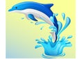 The dolphin who is jumping out of sea water. Vector illustration. Royalty Free Stock Photo