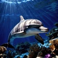 Dolphin wild animal living in nature, part of ecosystem