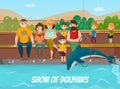 Dolphinarium And Family Illustration