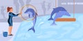 Dolphinarium Flat Illustration