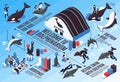 Dolphinarium Isometric Infographic Scheme