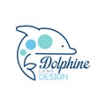 Dolphine logo design, abstract emblem with dolphin vector Illustration on a white background