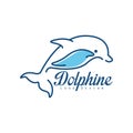 Dolphine logo design, abstract emblem with jumping dolphin vector Illustration on a white background Royalty Free Stock Photo