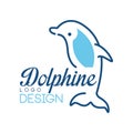 Dolphine logo design, nautical symbol in blue colors vector Illustrations on a white background