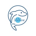 Dolphine logo, nautical design element in blue colors vector Illustrations on a white background Royalty Free Stock Photo