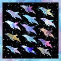 Dolphins on the abstract background. Royalty Free Stock Photo