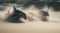 Dolphins Amidst the Desert Sands. Generative AI