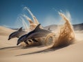 Dolphins Amidst the Desert Sands. Generative AI