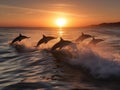 Dolphins\' Dawn: Playful Acrobatics in the Morning Light