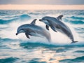 Dolphins jumping out of the water. Royalty Free Stock Photo