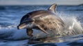 Dolphins jumping out of water in the ocean Royalty Free Stock Photo