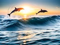 Dolphins jumping into the sea Royalty Free Stock Photo