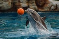 dolphins performing show at the circus,dolphinarium