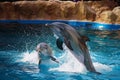 dolphins performing show at the circus,dolphinarium