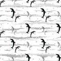 Dolphins seamless pattern background, summer print for textile and card design. Royalty Free Stock Photo