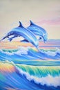 Dolphins in the surf Royalty Free Stock Photo