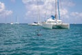 Dolphins swimming near boat - Fernando de Noronha, Pernambuco, Brazil