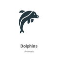 Dolphins vector icon on white background. Flat vector dolphins icon symbol sign from modern animals collection for mobile concept