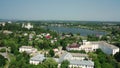 Dolyna, Ukraine July 13, 2021: top view of a local hospital with all wards.