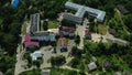 Dolyna, Ukraine July 13, 2021: top view of a local hospital with all wards.