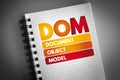 DOM - Document Object Model acronym on notepad, technology concept background Royalty Free Stock Photo