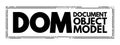 DOM - Document Object Model is a programming API for HTML and XML documents, acronym technology concept background Royalty Free Stock Photo