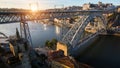 Dom Luis I iron bridge over Douro river, Porto, Portugal. Travel. Royalty Free Stock Photo