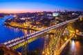 Dom Luiz bridge at porto in portugal at night Royalty Free Stock Photo