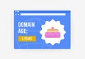 Domain Age - SEO search engine rank factor concept. Website domain age checker vector illustration