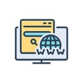 Color illustration icon for Domain, web and site