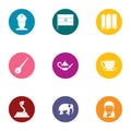 Domain icons set, flat style Royalty Free Stock Photo
