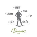 Domain, internet, name, web, hosting concept. Hand drawn isolated vector.