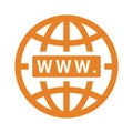 Domain, internet, web icon. Orange color vector design