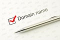 Domain name choice concept, web site naming zones. Buy www internet address. Royalty Free Stock Photo