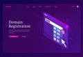 Domain registration isometric landing page, banner