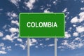 Green colombia traffic sign Royalty Free Stock Photo