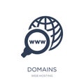 Domains icon. Trendy flat vector Domains icon on white background from web hosting collection