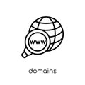 Domains icon. Trendy modern flat linear vector Domains icon on w Royalty Free Stock Photo