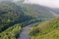 Domasin meander, curves of a river Vah, national park Mala Fatra, Slovakia, spring morning