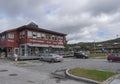 Dombas, Norway, September 7, 2019: Grill house and pizza restaurant red building in cener of small town Dombas. Central Norway