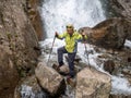 Dombay, Russia - May 18, 2021: Beautiful waterfall Shumka located near Dombay