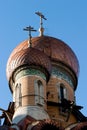 Scaffolds on the Russian church dome 