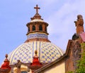 Cupola And Sculpture, Church In Queretaro City, Mexico.