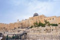 Dome of the Al-Aqsa Mosque. Southern Wall of Temple Mount in Jerusalem.