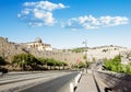 View from a road near the Al Aqsa Mosque in Jerusalem and the Mount of olives Royalty Free Stock Photo