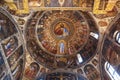 The dome of the baptistery with frescoes 14th century representing of Christ, the saints and angels. Padua,